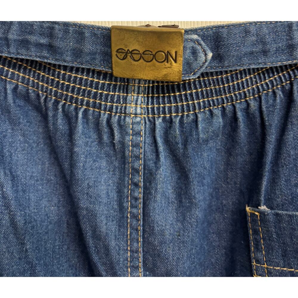 Vintage Sasson Denim Skirt Women Size 5 6 USA Made Elastic Waist A-Line Vintage - Picture 4 of 10